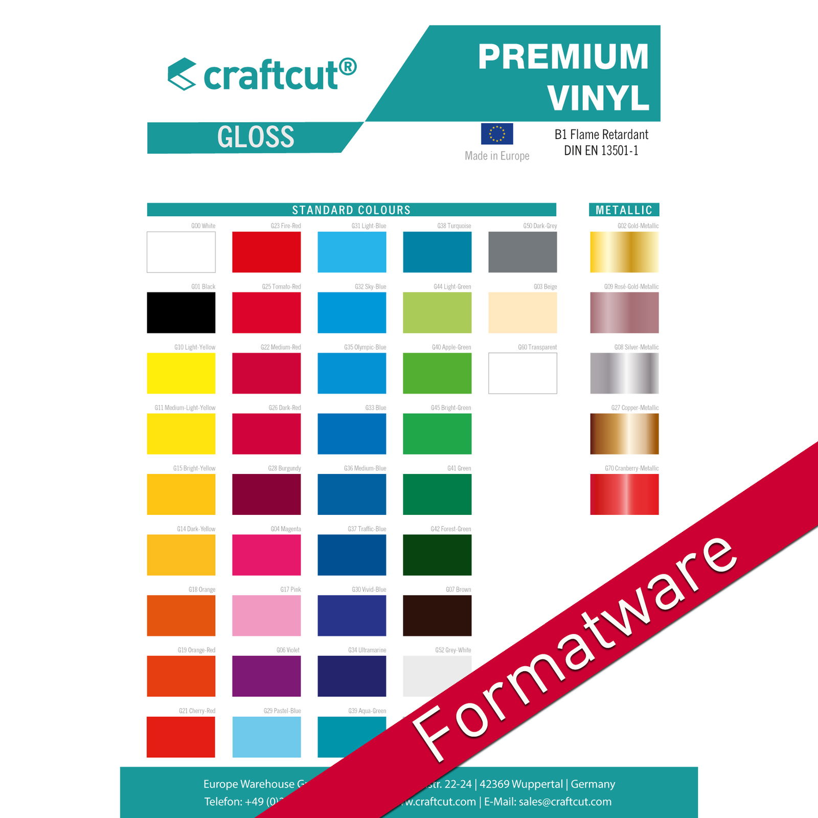 craftcut® Premium Vinyl glänzend Formatware 21 x 30,5 cm craftcut® Premium Vinyl glänzend Formatware 21 x 30,5 cm