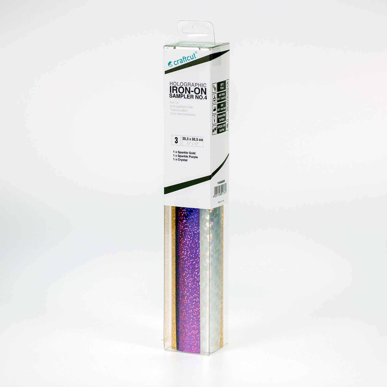 craftcut® Holographic Iron-On Bügelfolie, Sampler No.4, 3 x 30,5 cm x 30,5 cm